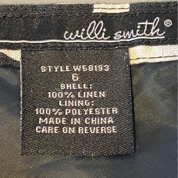 Willi Smith 100% Linen A-Line Midi Skirt Sz 6 Black White Pattern Lined - Picture 7 of 8